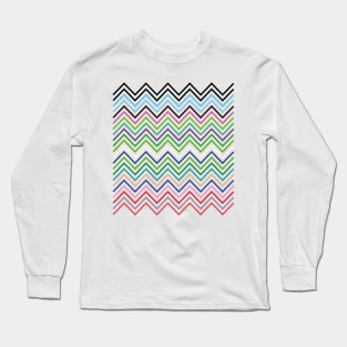 Random Color Pattern with Zig Zag Lines, random color Long Sleeve T-Shirt